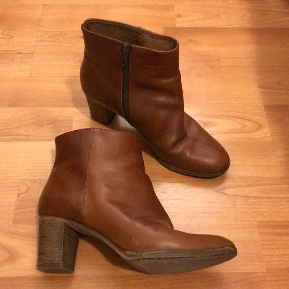 J.Crew tan leather heeled booties 7